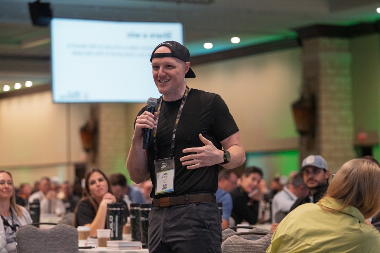 Zack Estes speaking at Dirt World Summit